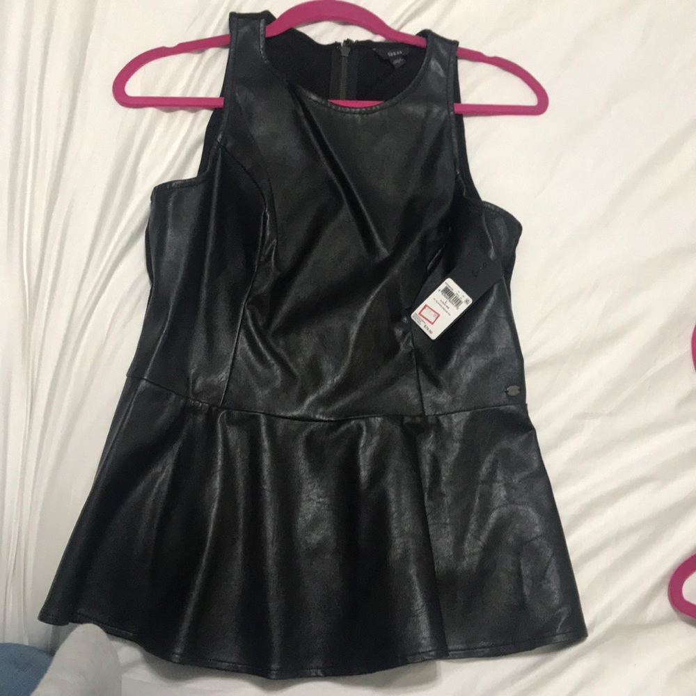 Guess peplum leather top